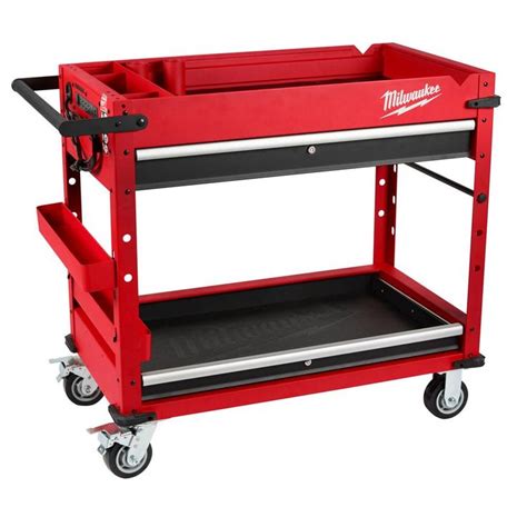 Milwaukee 40 in. 2-Drawer Steel Work Cart-48-22-8590 - The Home Depot ...