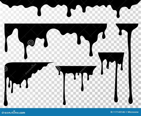 Black Dripping Oil Stain, Liquid Drips or Paint Current Vector Ink Silhouettes Isolated Stock ...