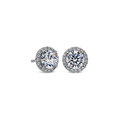 The Gallery Collection™ Diamond Halo Pavé Earring Setting in Platinum | Blue Nile