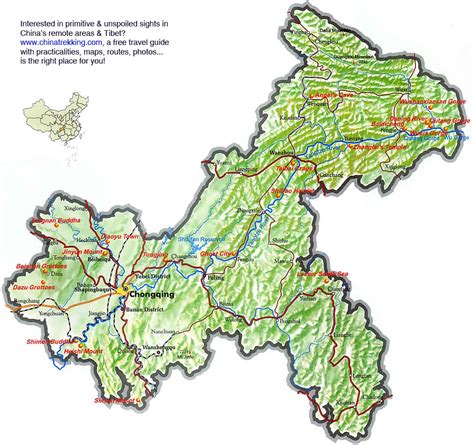 Chongqing Regional Map - China Trekking Guide, Route, Map, Photo