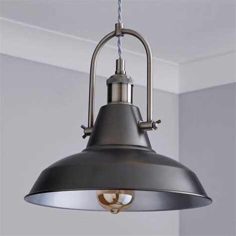 Lucas Industrial 1 Light Pendant Pewter Ceiling Fitting | Dunelm