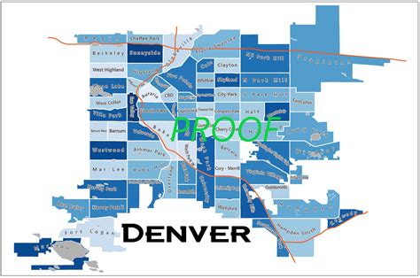 Denver Neighborhoods Map - Etsy