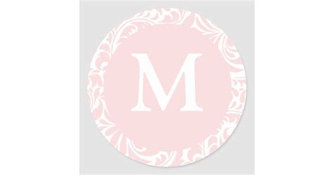 Blush And White Monogram M Wedding Favor Stickers | Zazzle