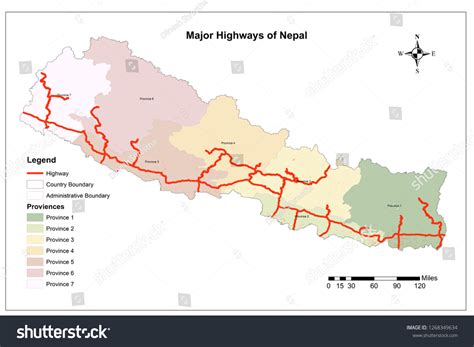 Highway Map Nepal 스톡 일러스트 1268349634 | Shutterstock