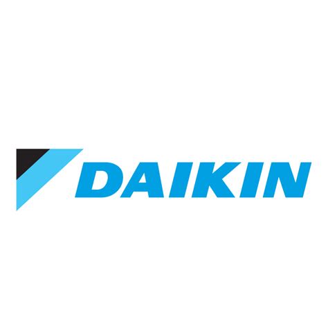 the daikin logo is shown on a white background with blue letters and an arrow