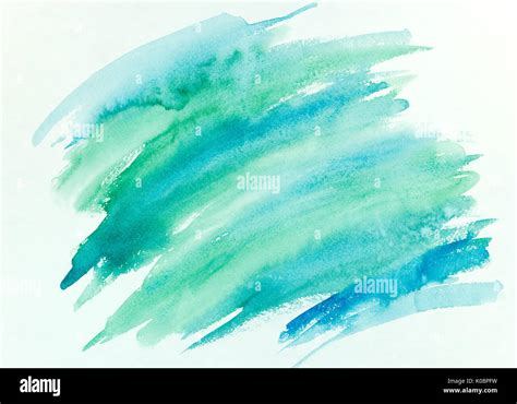 blue and green watercolor brush stroke abstract hand painted background Stock Photo - Alamy