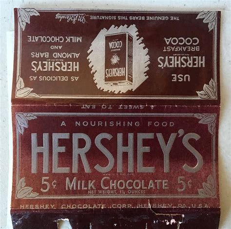 Vintage 1930s Hershey's Milk Chocolate candy bar wrapper. The full wrapper measures 6 1/4 X 7 ...