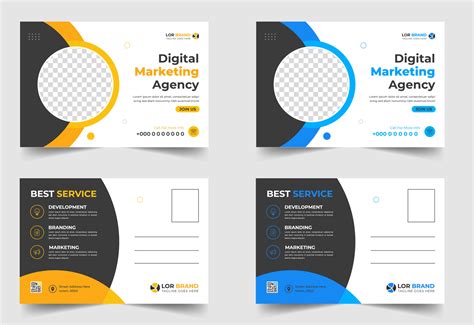 Corporate business postcard template design set. digital marketing ...