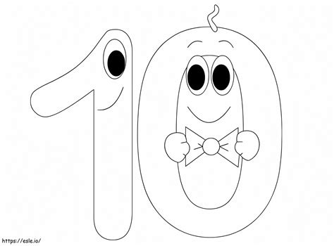 Cute Number 10 coloring page