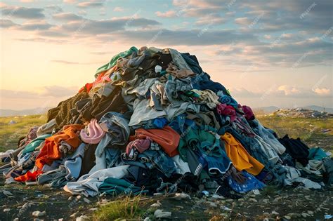 The Impact of Clothing Waste A Pile of Discarded Clothes in a Landfill Concept Sustainability ...