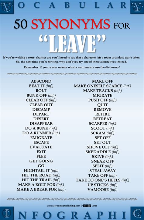 Leave (Synonyms) - Vocabulary Infographic — STP Books