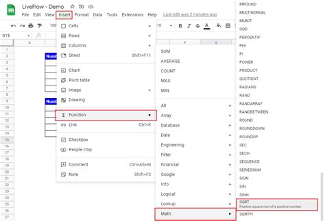 How to Find a Square Root with SQRT Function in Google Sheets | LiveFlow