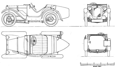 Austin 7 Ulster 1930 Blueprint - Download free blueprint for 3D modeling