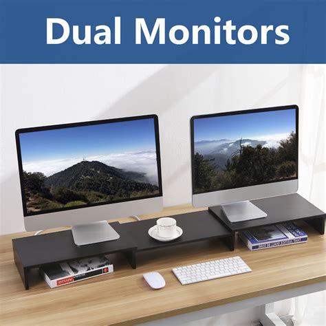 Dual Monitor Stand Desk Riser Computer TV PC Laptop, Multi Desktop ...