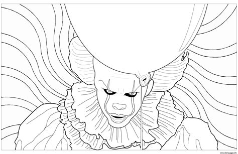 Pennywise Outstanding Clown Psychedelic Background Coloring page Printable