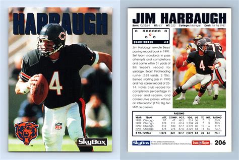 Jim Harbaugh #206 Skybox Impact 1992 Football Trading Card