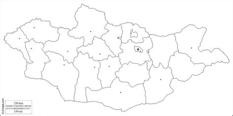 Mongolia map outline - Blank map of Mongolia (Eastern Asia - Asia)