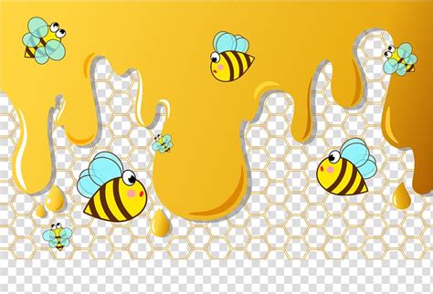 Honey bee Illustration, Hand drawn cartoon yellow honey bee transparent ...