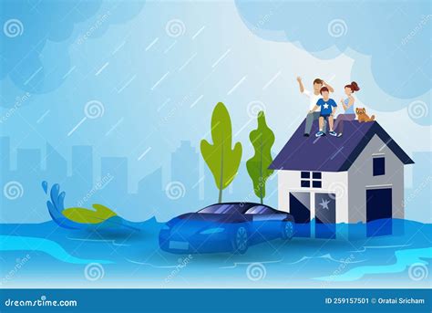 Flood Rescue Cartoon Vector | CartoonDealer.com #109614045