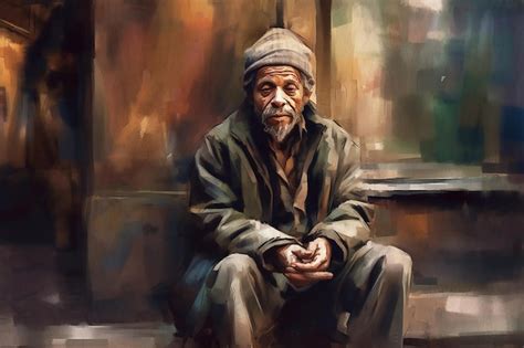 Premium AI Image | Homeless man on the streets of New York portrait painted in watercolor on ...