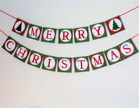 Red and Green Merry Christmas Banner Merry Christmas Party | Etsy