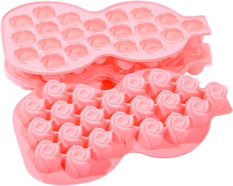 Amazon.com: Aisiming Ice Cube Tray With Lid, Silicone Rose Ice Cube Mold for Iced Drinks ...