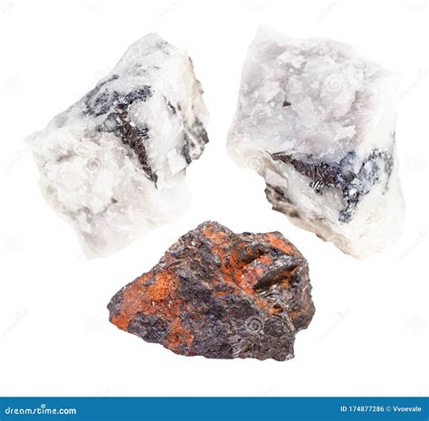 Set of Wolframite Tngsten Ore Rock Isolated Stock Photo - Image of ...