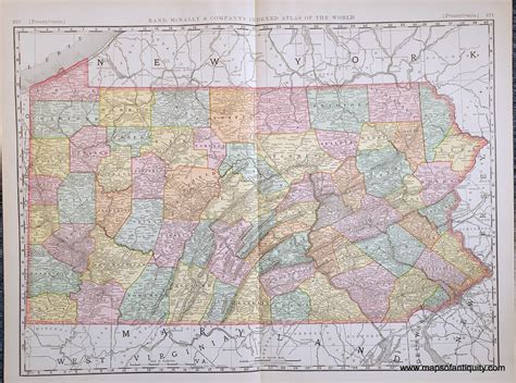 1898 Genuine Antique Map Pennsylvania – Maps of Antiquity