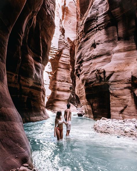 Hiking through the winding river canyon of Wadi Mujib made for one of ...