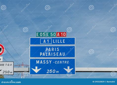Highway Road Signs Paris, Driving in Heavy Traffic on Ring Road of Capital of France, Traffic ...