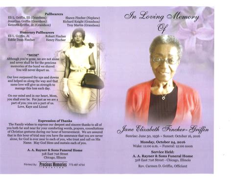 Jane Elizabeth Fincher Griffin Obituary | AA Rayner and Sons Funeral Homes