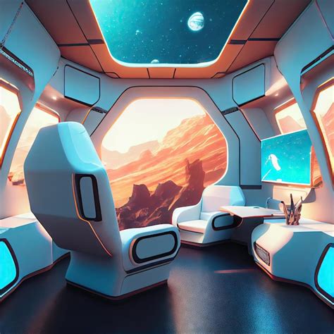 Premium Photo | Futuristic interior of spacecraft with light walls and ...