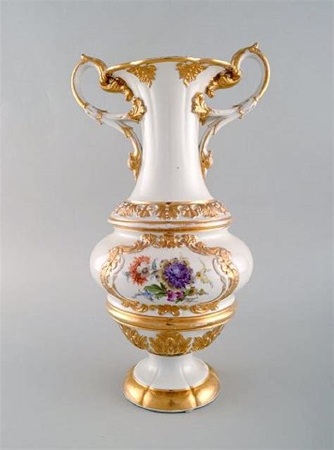 Large Antique Meissen Vase with Handles in Hand Painted Porcelain with ...