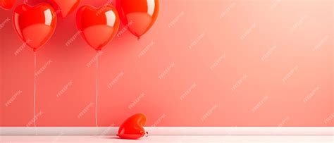 Premium Photo | Valentine's Day banner Abstract header wallpaper with red hearts and peach color ...