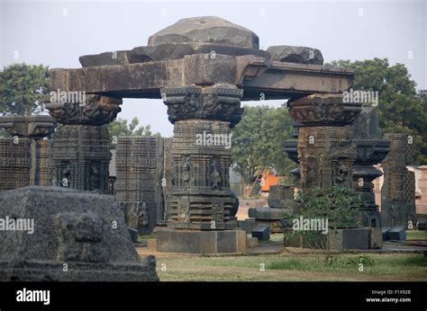 Ruins, Temple complex, Warangal fort, Warangal, Telangana, India Stock ...