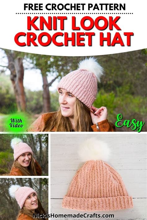 Knit Look Crochet Hat Pattern Free - Nicki's Homemade Crafts