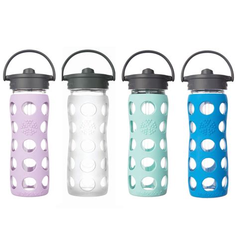 LifeFactory Glass Straw Sports Reusable Water Bottle With Silicone ...