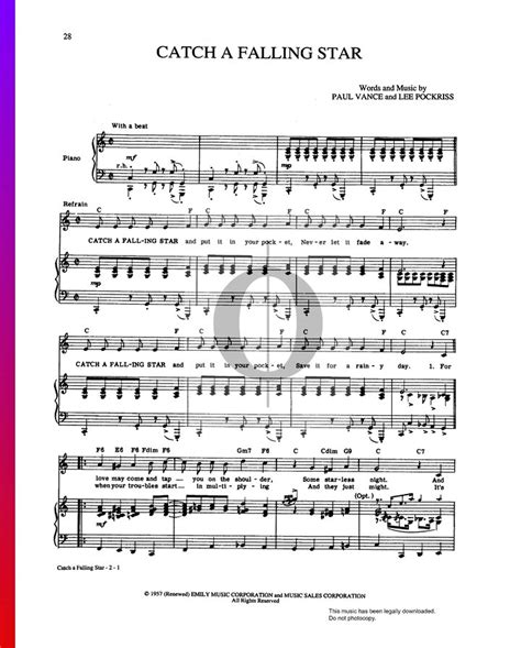 Catch A Falling Star (Perry Como) Piano Sheet Music - OKTAV