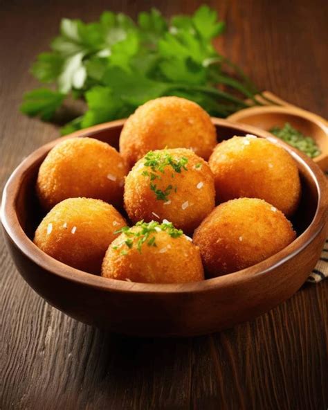 Premium AI Image | Delicious Bolinho de Bacalhau brazilian food dish with dark studio background