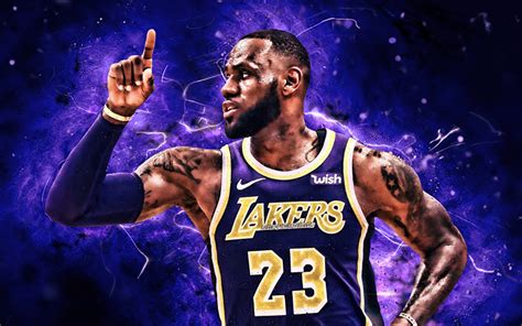 Download wallpapers LeBron James, violet uniform, NBA, Los Angeles ...