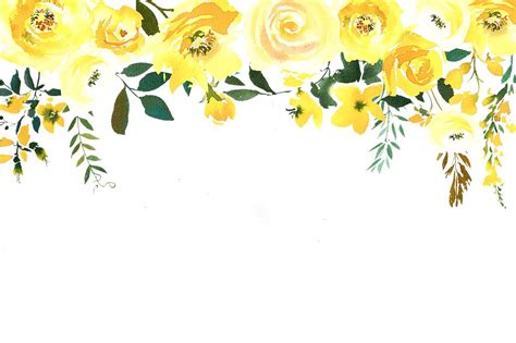 Flower border yellow | Watercolor flower background, Watercolor flowers paintings, Flower border