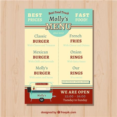 Elegant food truck menu with classic style Vector | Free Download