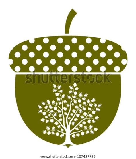 Vector Oak Tree Acorn Isolated On Stock Vector (Royalty Free) 107427725