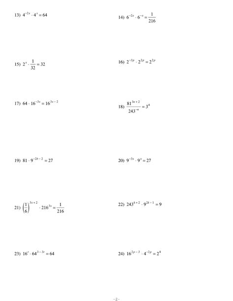 Exponential Functions And Logarithms Worksheet