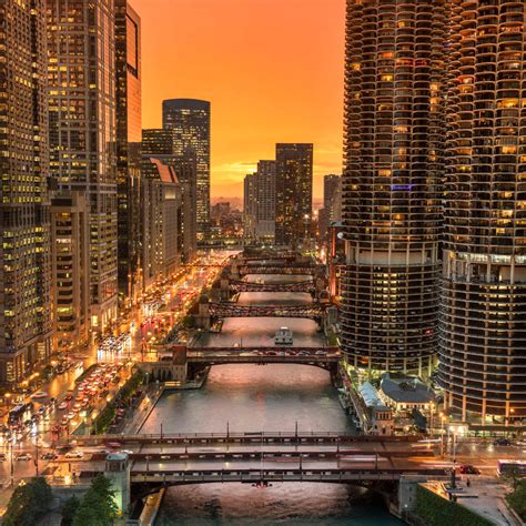 Chicago River Sunset Wall Art | Photography