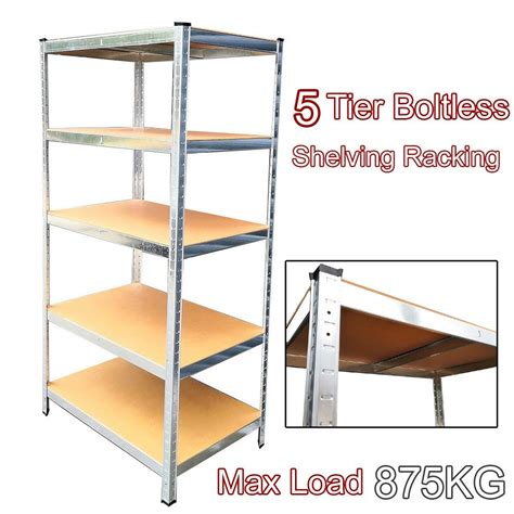 180cm x 90cm x 60cm 5 Tier Heavy Duty Metal Galvanised Shelving Rack Unit Garage Storage Shelf ...