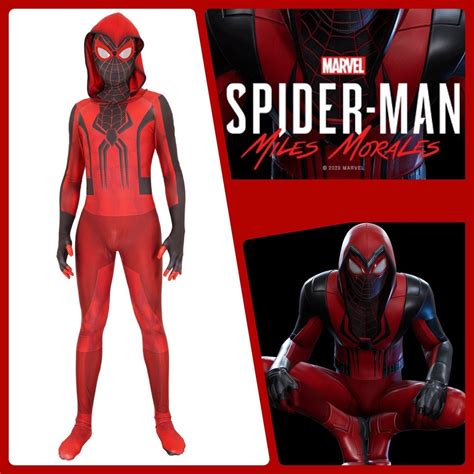 Miles Morales Crimson Cowl Costume Spider Suit Cosplay Adults / Kids - Etsy