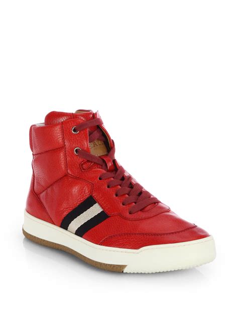 Bally Leather Hightop Sneakers in Red for Men (BALLY RED) | Lyst