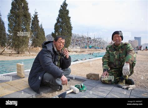 2008 Beijing Olympic National Stadium under construction Stock Photo ...