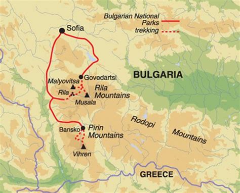 Photographs and location map of the Pirin Mountains in Bulgaria